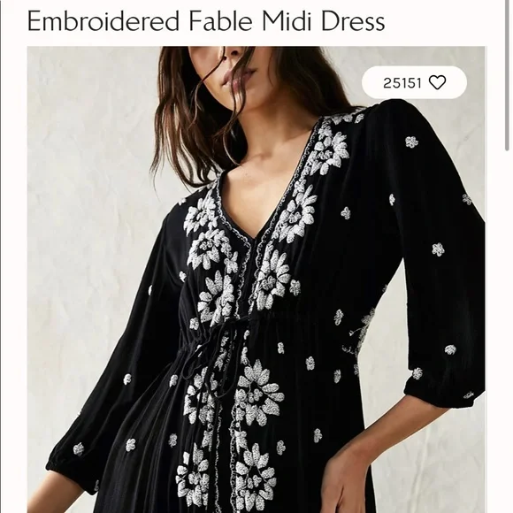 green emerald velvet dress GC Free People Embroidered Fable Midi Dress (MEDIUM) – spellandsage main image 0